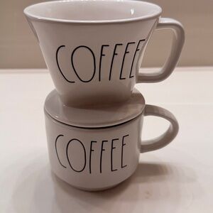 Rae Dunn Cream Coffee Mugs Set